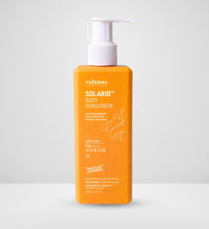 Solarid Body Sunscreen SPF 50+ PA++++ body protection with hydration.